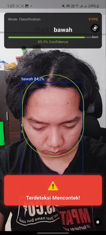 CERDAS detecting head down — flagged as violation