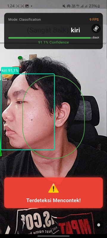 CERDAS detecting head turned left — flagged as violation