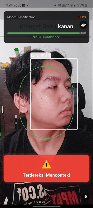 CERDAS detecting head turned right — flagged as violation
