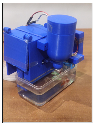 3D-printed automatic fish feeder prototype