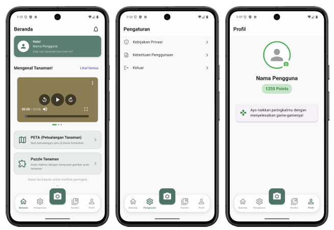 PANDAI home, settings and profile screens